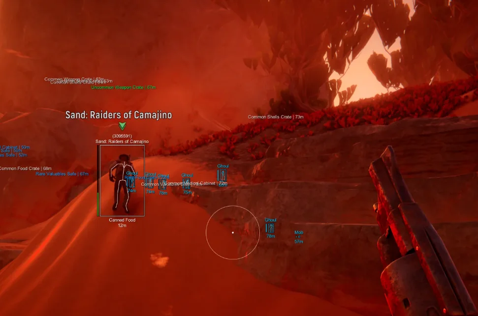 Loot ESP crates, safes, and ghoul boxes in a canyon